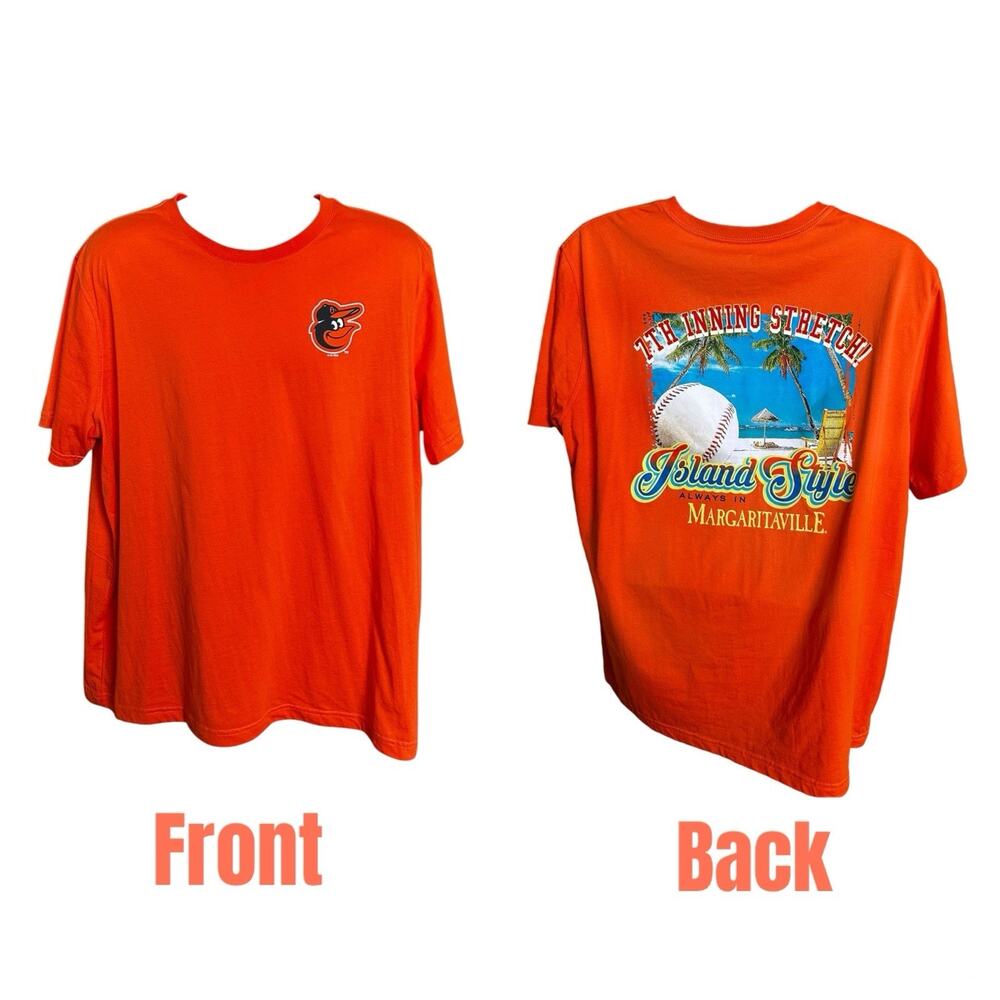 Jimmy Buffett Margaritaville Baltimore Orioles Orange 2 Side Graphic T-shirt XXL